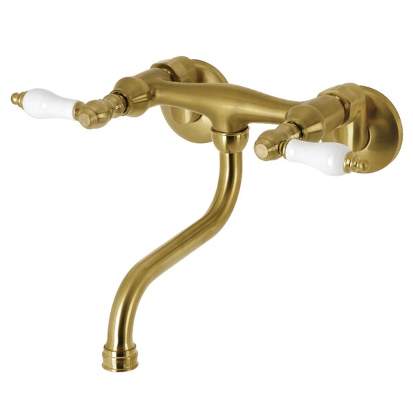 Kingston Brass KS516SB Two-Handle Wall Mount Bathroom Faucet, Brushed Brass KS516SB - main